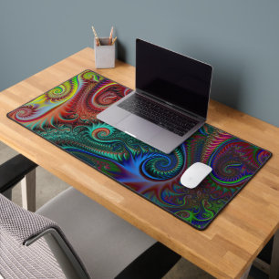 Abstract Colorful Spirals Pattern Desk Mat