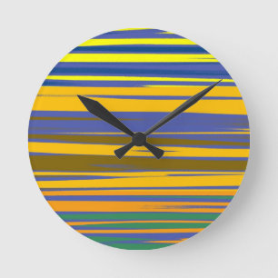 Abstract Colorful Stripes Pattern Round Clock