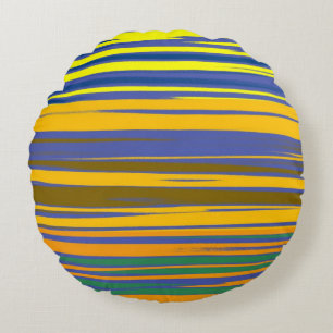 Abstract Colorful Stripes Pattern Round Cushion