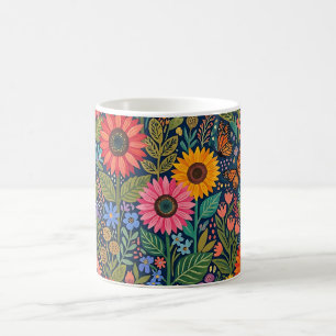 Abstract Colorful Sunflowers Botanical Coffee Mug