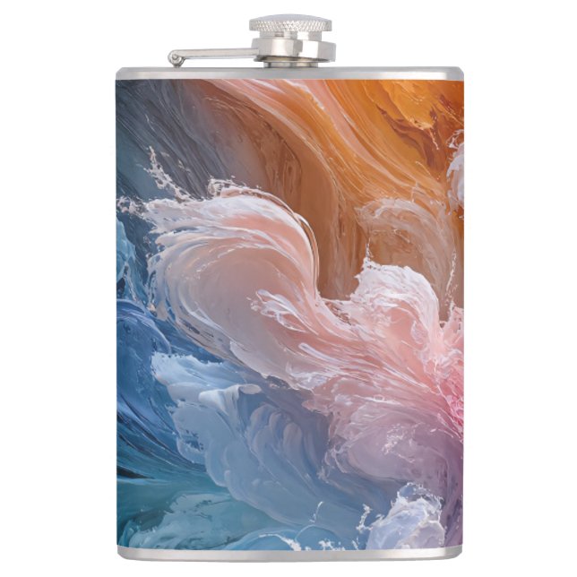 Abstract colorful swirls hip flask (Front)