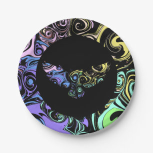 Abstract colorful swirls paper plate