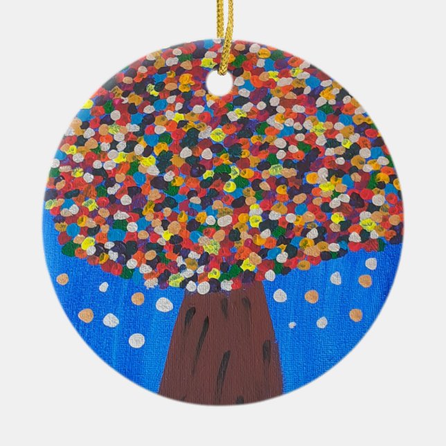 Abstract Colorful Tree  Ceramic Ornament (Front)