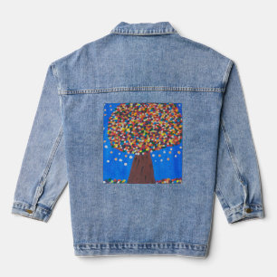 Abstract Colorful Tree Denim Jacket