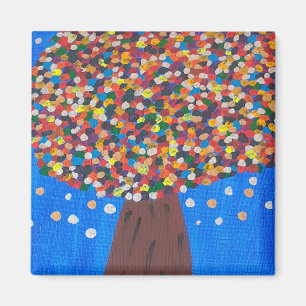 Abstract Colorful Tree Magnet