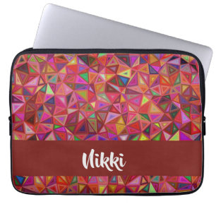 Abstract colorful triangles on laptop sleeve
