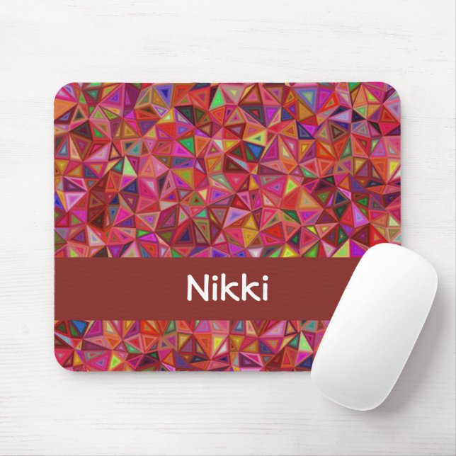 Abstract colorful triangles on mouse pad (With Mouse)