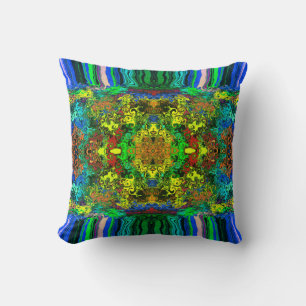 Abstract Colorful Twirlers Pushed Mirror Greenleaf Cushion