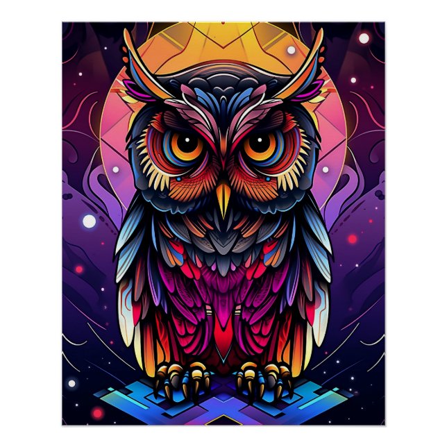 Abstract colorfull owl poster (Front)