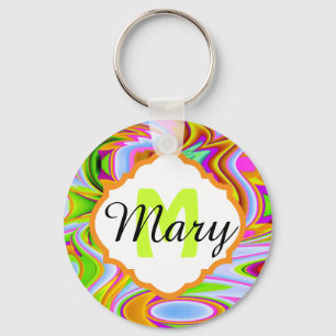 Abstract Colors Monogram Keychain