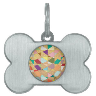 Abstract Colors Sun Burst Pet ID Tag