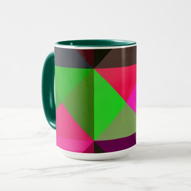 Abstract Colour Block Art Mug in Purple and Pink (Front Left)
