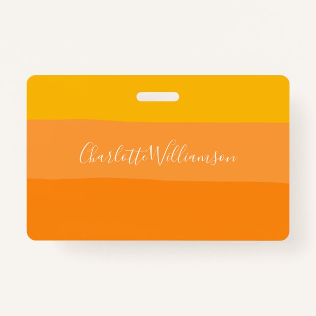 Abstract Colour Block Stripes Orange Personalised  ID Badge (Front)