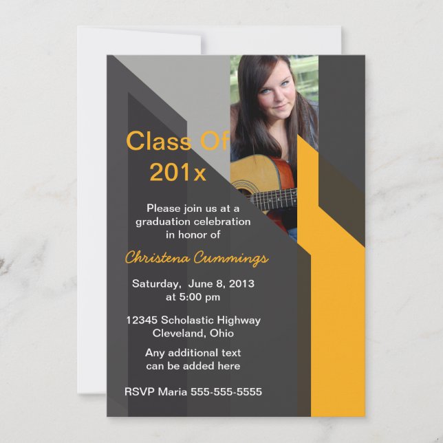 Abstract Colour Blocked Photo Graduation Invitatio Invitation (Front)