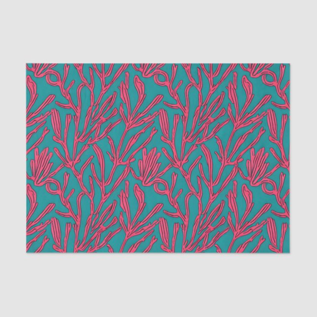 Abstract Colour Bold Pink and Teal Pattern Tissue Paper (Front)