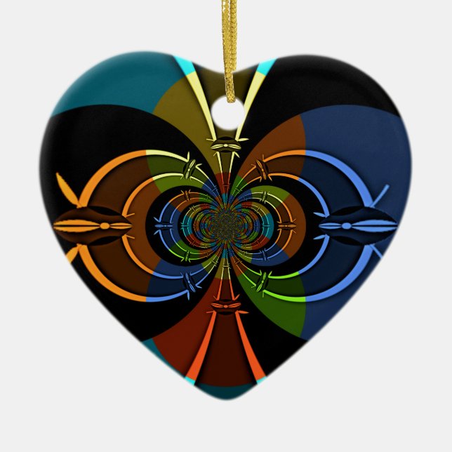 Abstract Colour Burst Art Print Ceramic Ornament (Front)