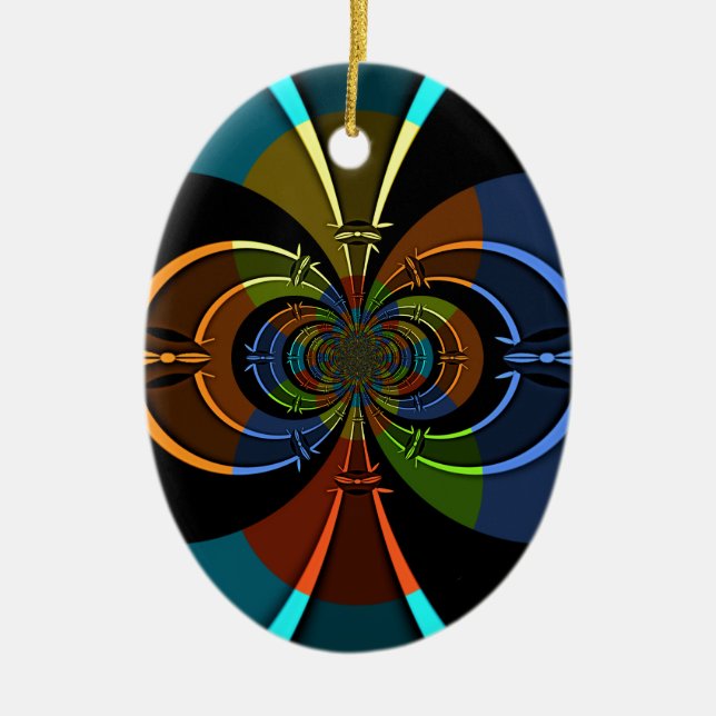 Abstract Colour Burst Art Print Ceramic Tree Decoration (Front)