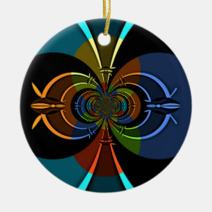 Abstract Colour Burst Art Print Ceramic Tree Decoration