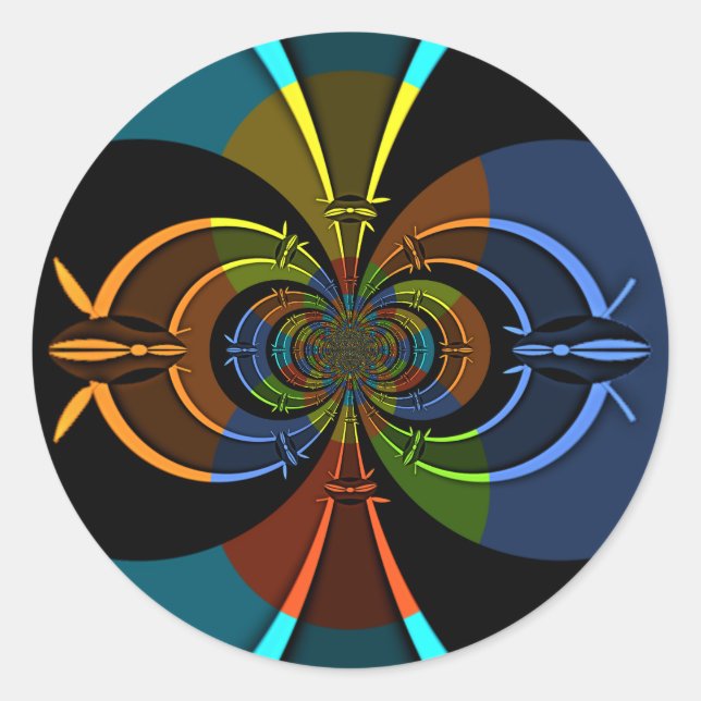 Abstract Colour Burst Art Print Classic Round Sticker (Front)