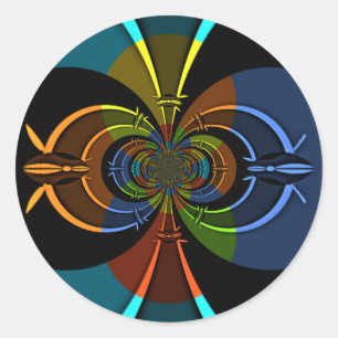 Abstract Colour Burst Art Print Classic Round Sticker