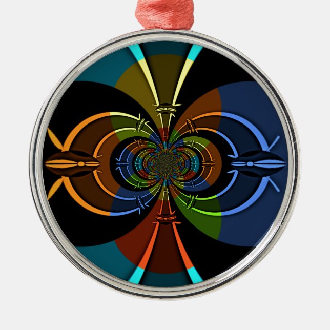 Abstract Colour Burst Art Print Metal Ornament (Front)