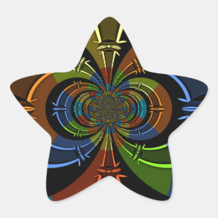Abstract Colour Burst Art Print Star Sticker
