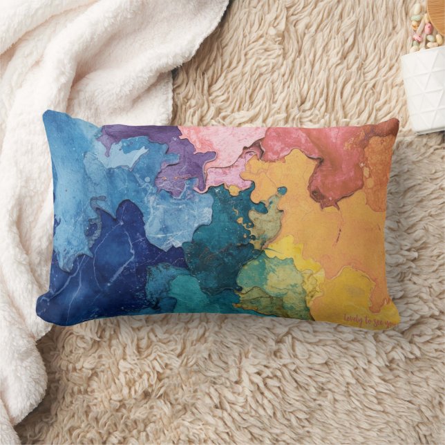 Abstract Colour Combination Throw Pillow (Blanket)