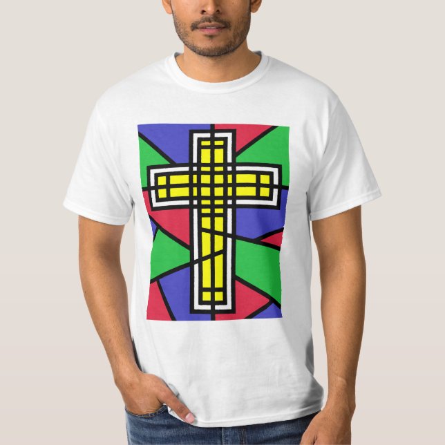 Abstract Colour Cross Design T-Shirt (Front)