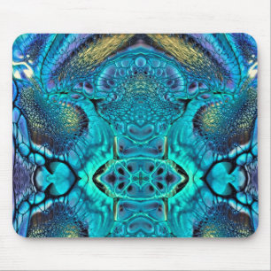 Abstract Colour Explosion Aqua Blue Gold Mouse Pad