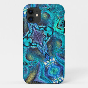 Abstract Colour Explosion Aqua Blue Teal Gold iPhone 11 Case