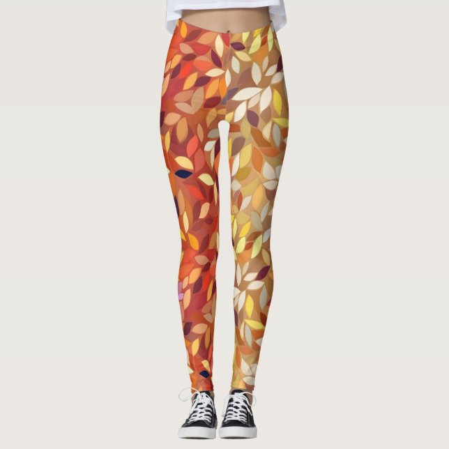 Abstract Colour Fall Leaf Leggings (Front)