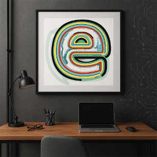 Abstract Colour Letter E Poster
