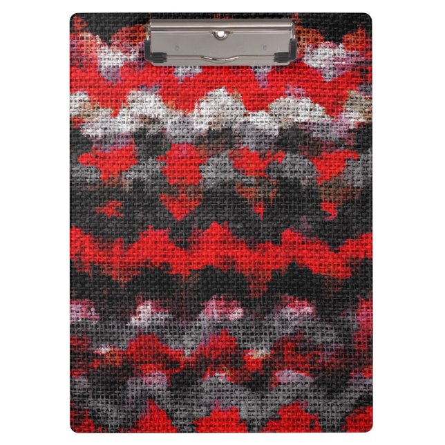 Abstract Colour Paint Brush Rustic Burlap #16 Clipboard (Front)