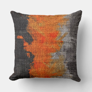 Abstract Colour Paint Brush Rustic Burlap #18 Cushion