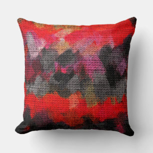 Abstract Colour Paint Brush Rustic Burlap #2 Cushion
