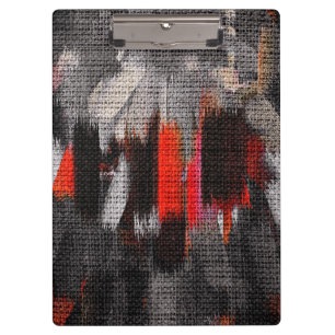 Abstract Colour Paint Brush Rustic Burlap #5 Clipboard