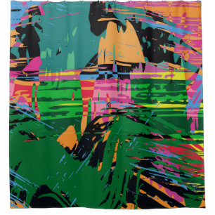 Abstract colour pattern in graffiti style quality shower curtain