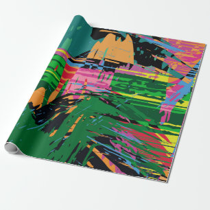 Abstract colour pattern in graffiti style quality wrapping paper