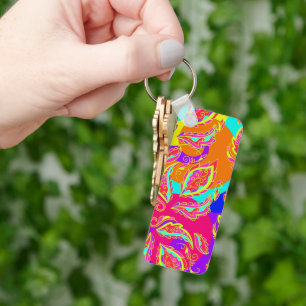 abstract,colour,pattern, indian,mandala,pink, key ring