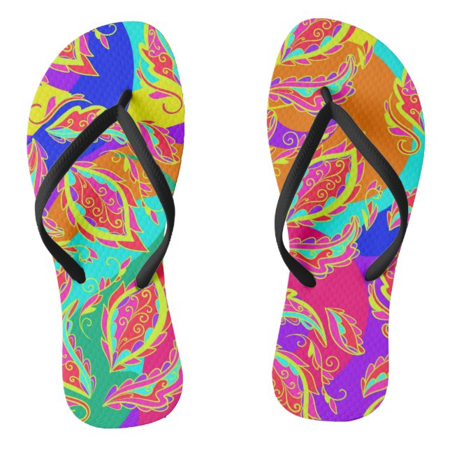 abstract,colour,pattern, indian,mandala,pink, thongs (Footbed)