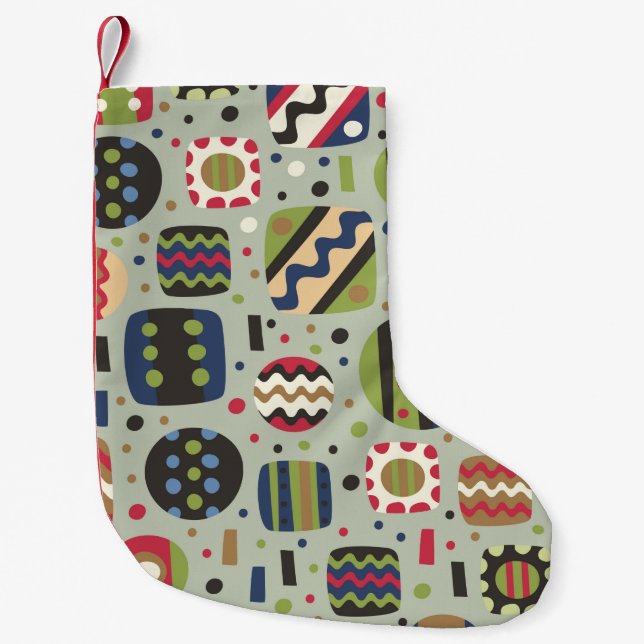 abstract colour pattern textiles, interior designl small christmas stocking (Front)