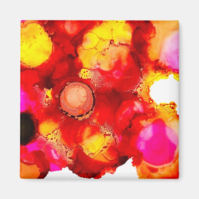 Abstract colour red and pink magnet (Front)