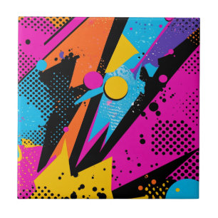Abstract Colour Splash in Retro Comic Style (1) Ceramic Tile