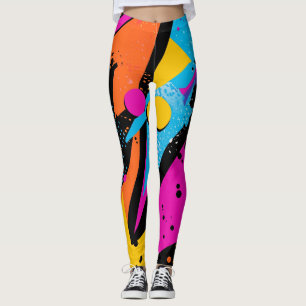 Abstract Colour Splash in Retro Comic Style (1) Leggings