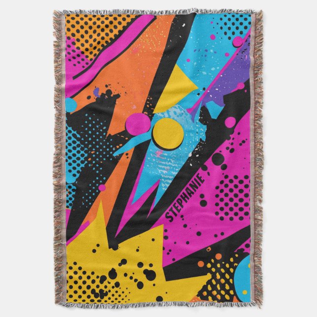 Abstract Colour Splash in Retro Comic Style (1) Throw Blanket (Front Vertical)