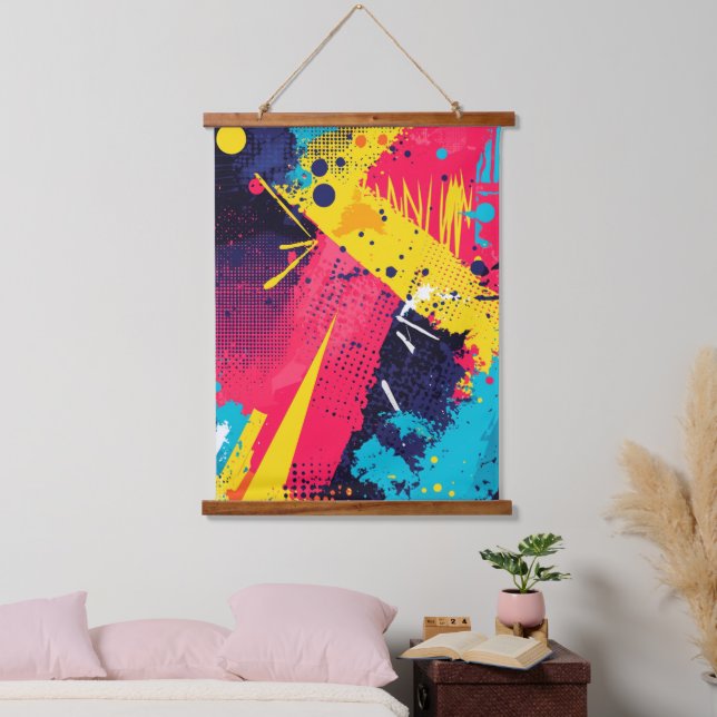 Abstract Colour Splash in Retro Comic Style (2) Hanging Tapestry (Bedroom)