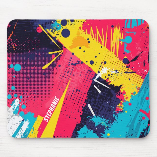Abstract Colour Splash in Retro Comic Style (2) Mouse Pad (Front)