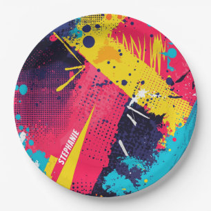 Abstract Colour Splash in Retro Comic Style (2) Paper Plate
