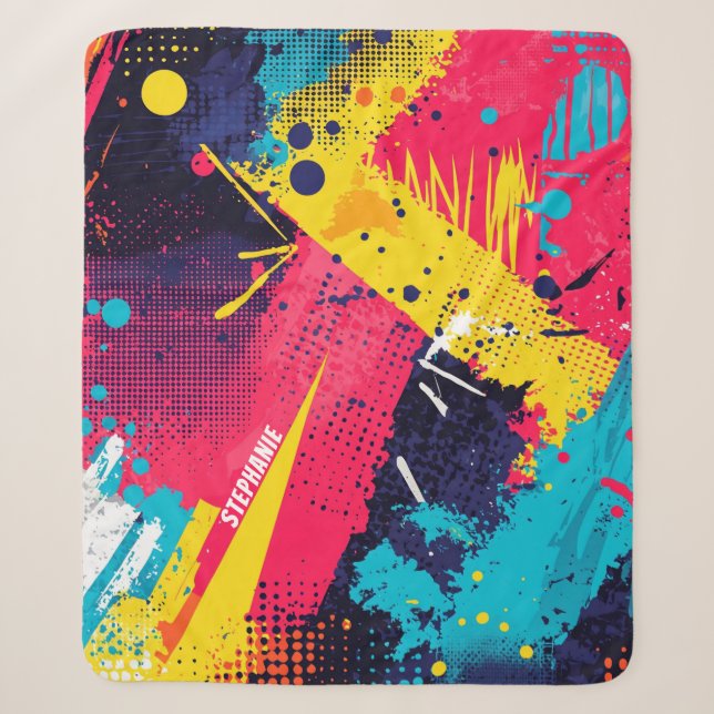 Abstract Colour Splash in Retro Comic Style (2) Sherpa Blanket (Front)