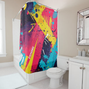 Abstract Colour Splash in Retro Comic Style (2) Shower Curtain